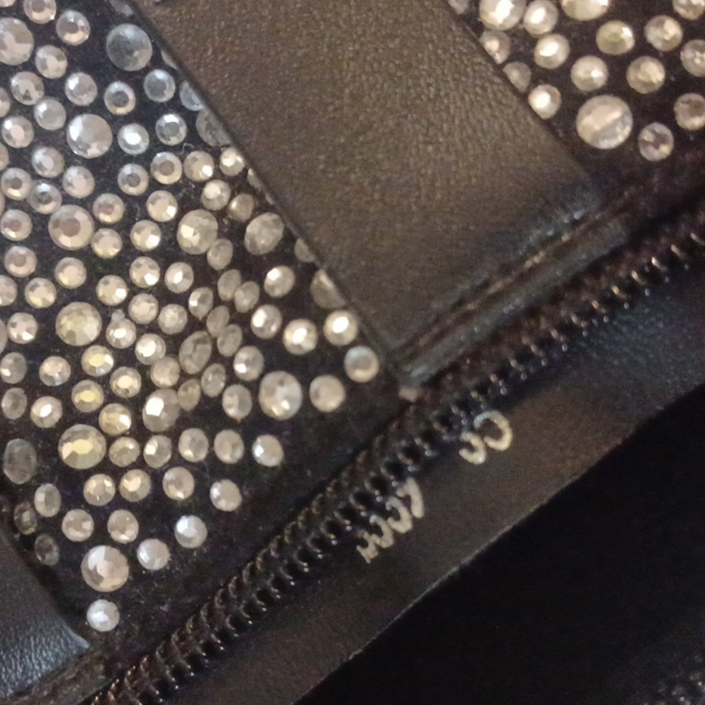Super Sexy Crystal Spikes Multi Belted Black Stiletto Ankle Boots PUNK sz.35/5 - Picture 8 of 8